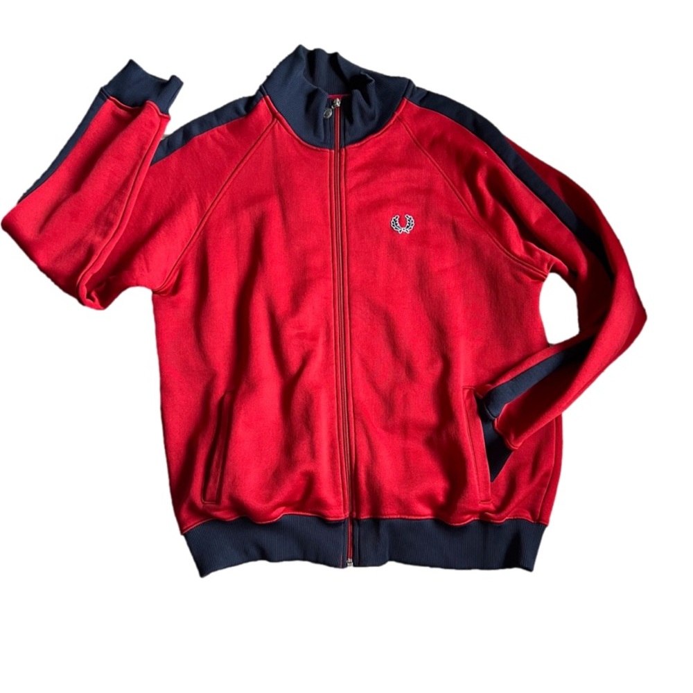 FRED PERRY Track Jacket J1353/696/2090/173 Vintage EUC Navy on Red Size Large